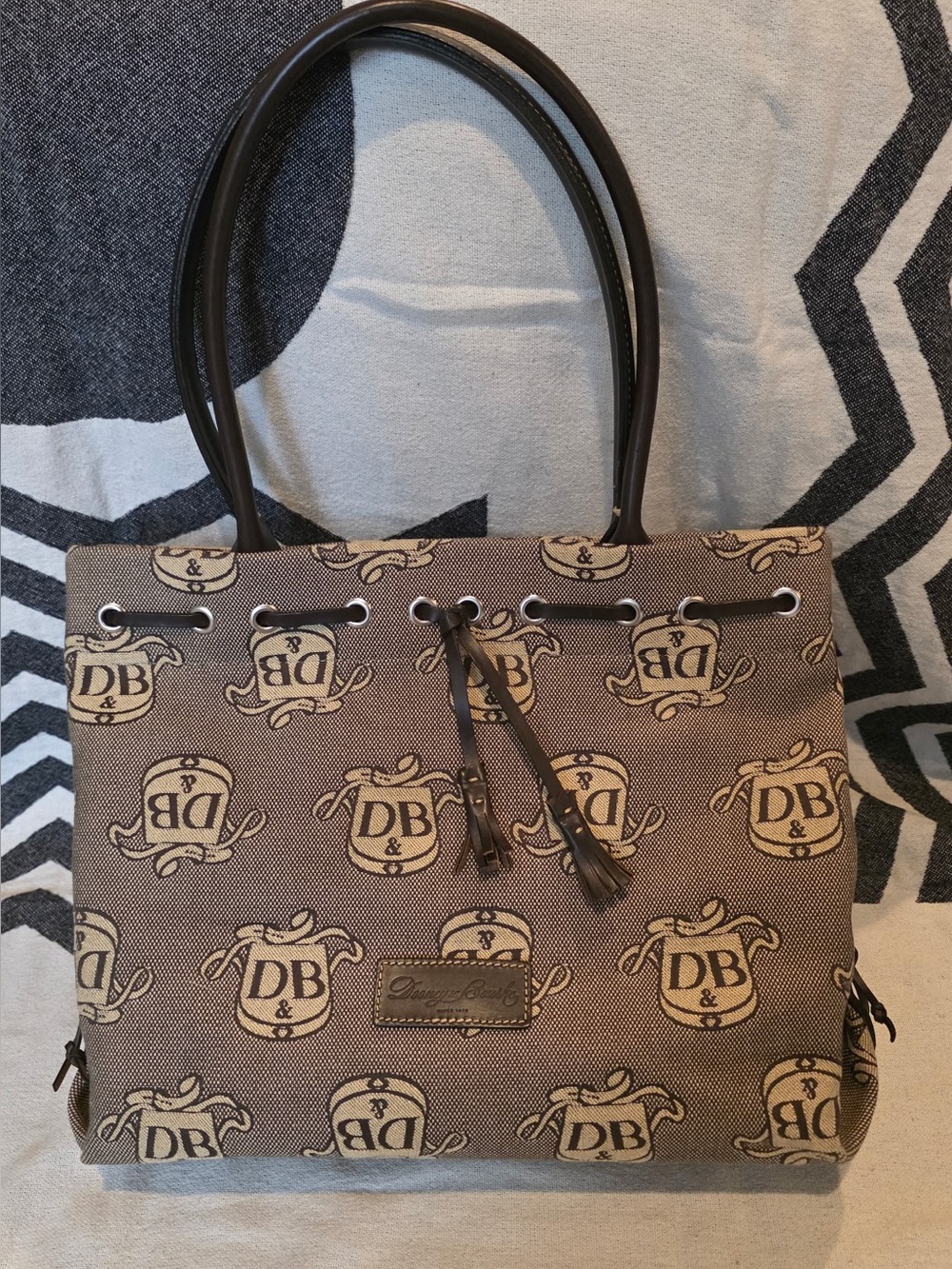 Dooney & Bourke Vintage Brown Signature DB Tote Bag